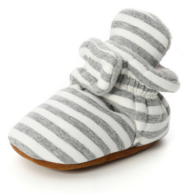 Dječje cipele za novorođenčad, dječake, djevojčice Pruge na pruge, prve čizme za hodanje, pamučne udobne mekane tople čizme za dojenčad protiv klizanja