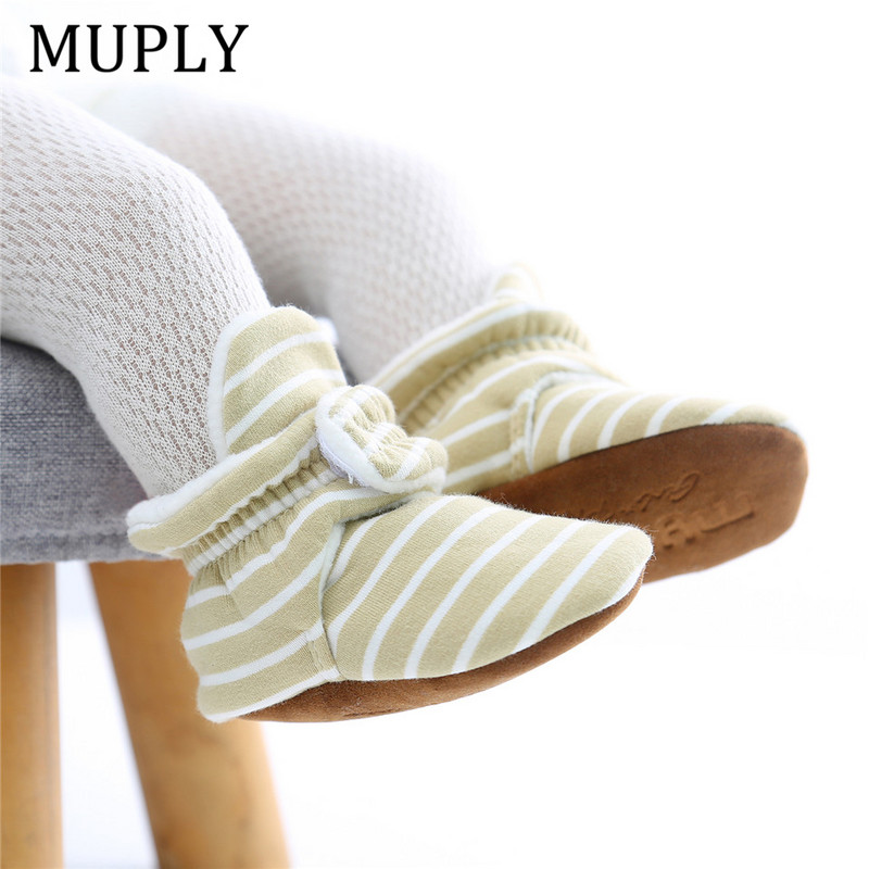 Dječje cipele za novorođenčad, dječake, djevojčice Pruge na pruge, prve čizme za hodanje, pamučne udobne mekane tople čizme za dojenčad protiv klizanja