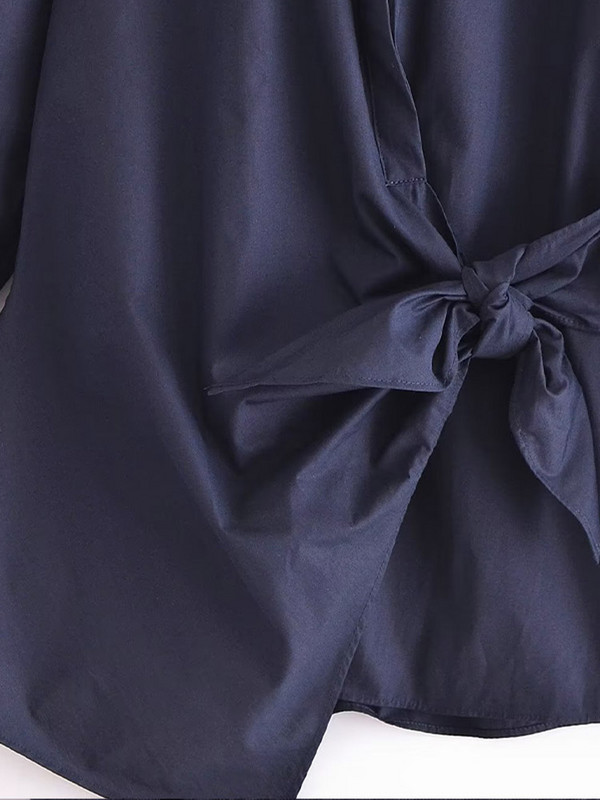 High Street mašna Nepravilna jednobojna kompleta od 2 komada, modna ženska košulja dugih rukava s ovratnikom na dolje, nove ženske duge hlače 2023.