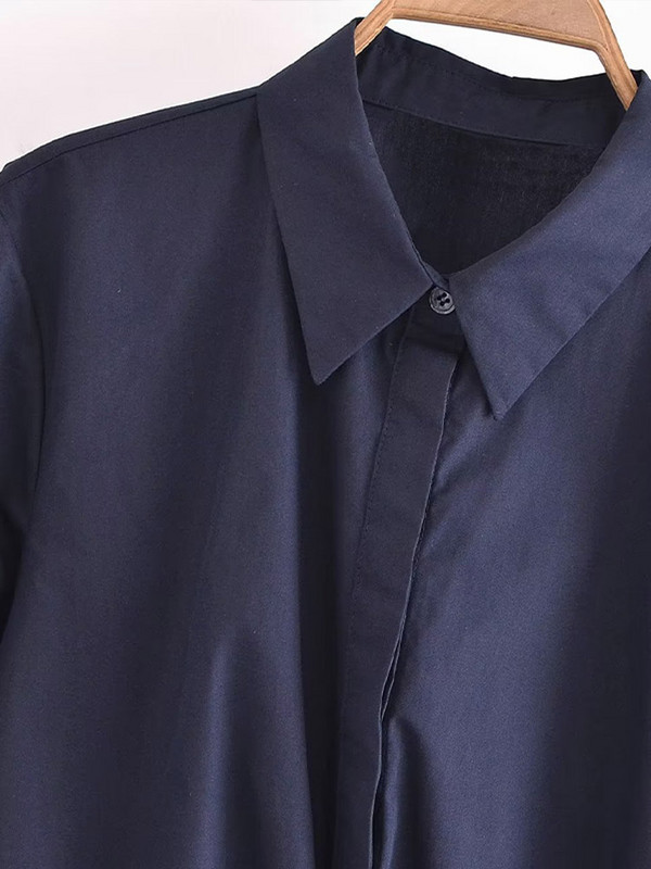 High Street mašna Nepravilna jednobojna kompleta od 2 komada, modna ženska košulja dugih rukava s ovratnikom na dolje, nove ženske duge hlače 2023.