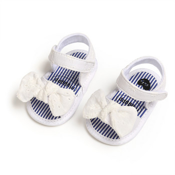 Обувки за бебета и момичета Сандали с равни обувки за малки деца Първокласни меки гумени подметки, противоплъзгащи, летни цветя, дантелени креватчета First Walker Shoes