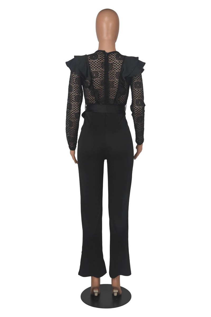 Sexy dámske elegantné čipkované overaly s volánikmi a rovným výstrihom do V