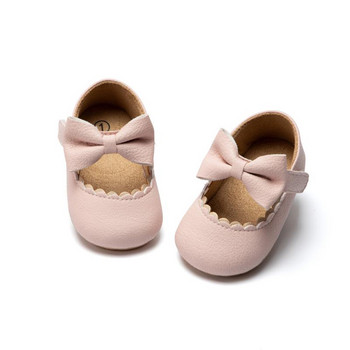 KIDSUN Обувки за бебешки принцеси, детски обувки за градини, гъвкави, нехлъзгащи се, мека гумена подметка, плоска PU First Walker Newborn Manor Style