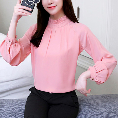 Proljetne Blusas Feminina Elegantne bluze od šifona Ženske ležerne ženske košulje s lampion rukavima Modne ružičasto ljubičaste majice Žene