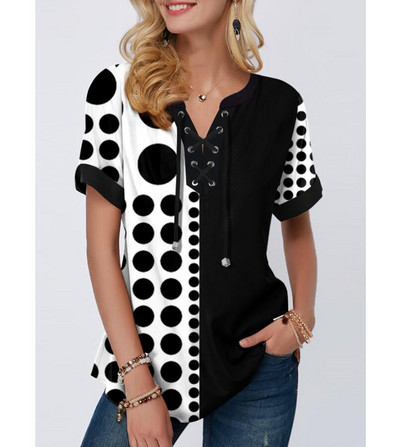 Liela izmēra 4xl 5x Puloveri Blūzes krekls Boho Print Lace Splice Sieviešu topi V veida kakla izgriezumā, brīvs 2020. gada ikdienas vasaras jauns sieviešu T-krekls