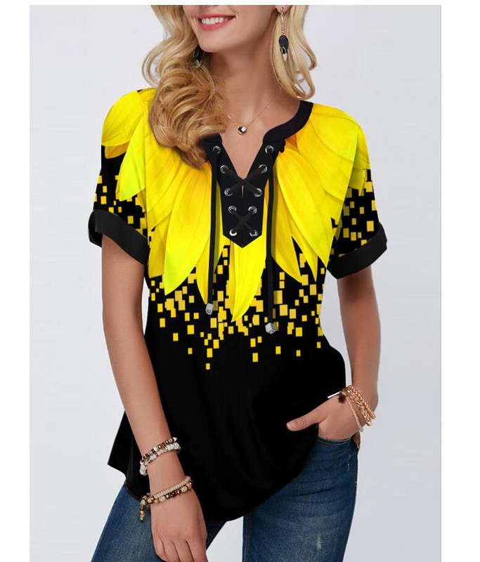 Dámske topy s výstrihom do V, voľné, ležérne, letné, predĺžené, 4xl, 5x, pulóvre, blúzka, košeľa s potlačou v štýle Boho, čipkované, spájanie, 2020, ležérne, nové, dámske tričko