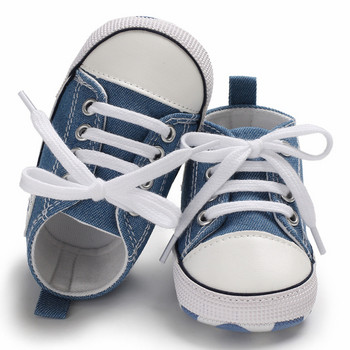 Бебешки платнени класически маратонки Новородени щампи със звезди Спортни бебета Момчета Момичета Първи обувки за прохождане Бебешки обувки за малко дете Противоплъзгащи се бебешки обувки