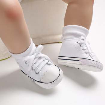 Бебешки платнени класически маратонки Новородени щампи със звезди Спортни бебета Момчета Момичета Първи обувки за прохождане Бебешки обувки за малко дете Противоплъзгащи се бебешки обувки