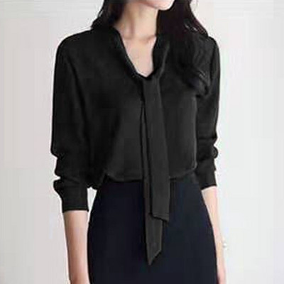 Casual Λευκό Μπλε Chiffon OL Μπλούζα Μπλούζα Μπλούζα Blusas Mujer De Moda 2023 Μακρυμάνικη μπλούζα Γυναικεία Blusa Feminina Γυναικεία μπλουζάκια A137