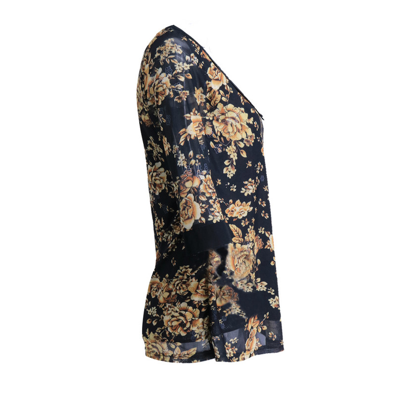 Yitonglian bluza veće veličine 2020. Femme Ženska majica s do pola rukava s cvjetnim patchworkom i Peter Pan ovratnikom Ležerna košulja 4XL 5XL 6XL H403