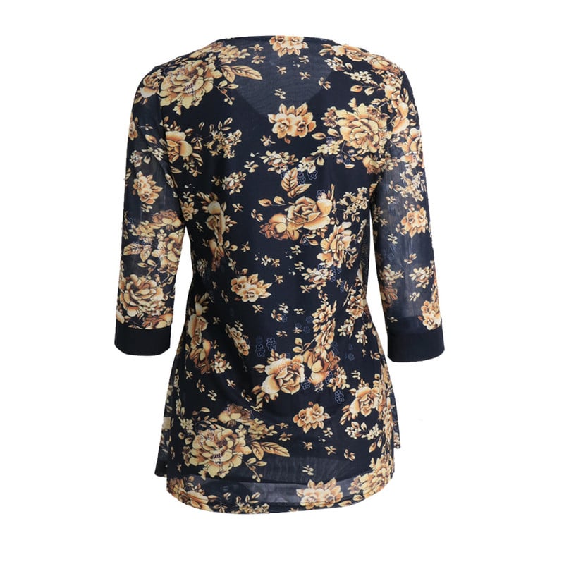 Yitonglian bluza veće veličine 2020. Femme Ženska majica s do pola rukava s cvjetnim patchworkom i Peter Pan ovratnikom Ležerna košulja 4XL 5XL 6XL H403