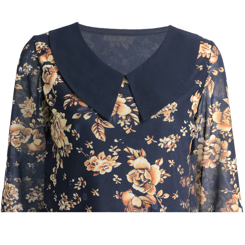 Yitonglian bluza veće veličine 2020. Femme Ženska majica s do pola rukava s cvjetnim patchworkom i Peter Pan ovratnikom Ležerna košulja 4XL 5XL 6XL H403