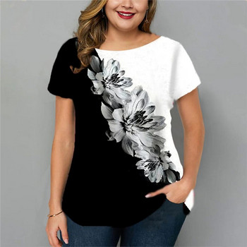 Νέα γυναικεία μπλουζάκια ανοιξιάτικα ρούχα Floral γραφικά πουλόβερ με κοντό μανίκι Streetwear Oversized γυναικεία ρούχα 2023