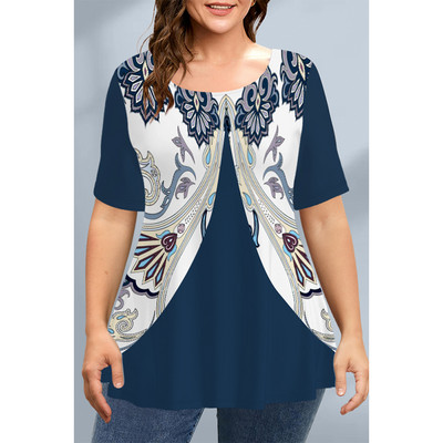 Nove ženske majice kratkih rukava Proljetna odjeća Puloveri s O-izrezom s cvjetnim motivima Majice kratkih rukava Ulična odjeća Prevelika odjeća Žene 2023.