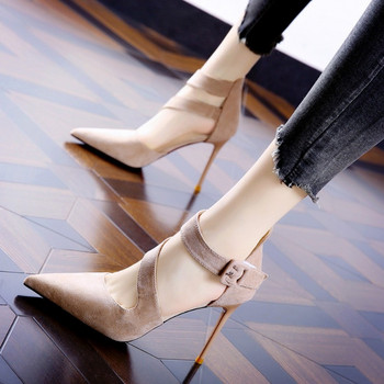 Обувки за жени 2023 Горещи разпродажби Mary Janes Дамски високи токчета Модни каишки с катарама Офис и кариера Секси дамски токчета с остри пръсти