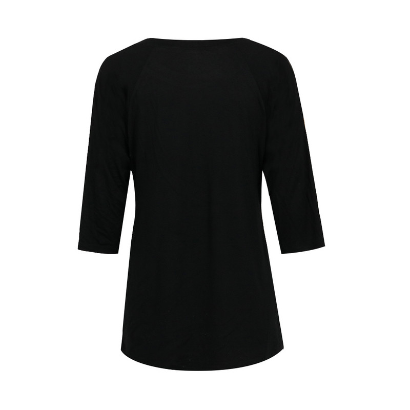 Yitonglian, tricou cu mâneci 3/4 din bumbac, la modă pentru femei, mozaic leopard, tunică solidă, topuri cu gât rotund, tricou pentru femei H408