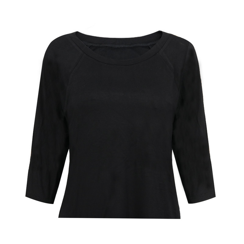 Yitonglian, tricou cu mâneci 3/4 din bumbac, la modă pentru femei, mozaic leopard, tunică solidă, topuri cu gât rotund, tricou pentru femei H408