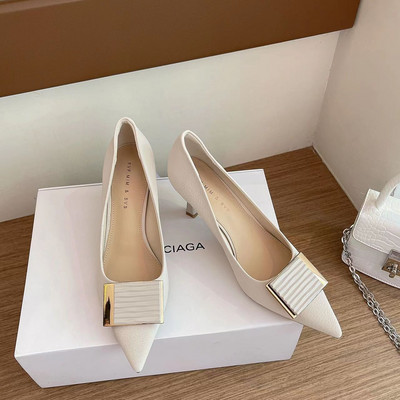 Ženske cipele za 2023. Uredske visoke pete Ženska ljetna obuća sa šiljastim vrhovima Svečane crne cipele na petu Moderne originalne oznake AE