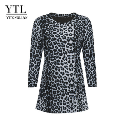 Yitonglian Zimné nové elegantné leopardie tuniky so zlatým reťazcom pre ženy Módne plus veľkosti Casual Party Blúzka Tričko H407