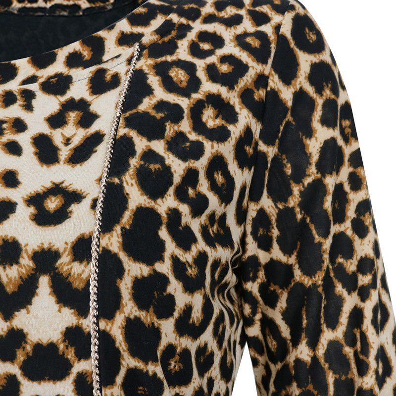Yitonglian Zimné nové elegantné leopardie tuniky so zlatým reťazcom pre ženy Módne plus veľkosti Casual Party Blúzka Tričko H407