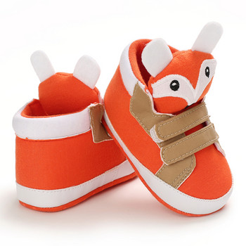 Класически бебешки обувки Момче Момче Бебе Сладко лице на животно Ежедневни плоски маратонки Първо бебе Ботуши на глезена Памучни неплъзгащи се топли обувки за ходене