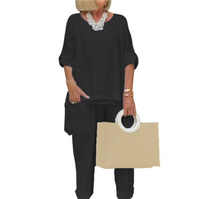 2023 2 buc. Bluză de vară cu jumătate de mânecă pentru femei, trening, ocazional, pantaloni largi, seturi vintage asortate, costume imprimate supradimensionate