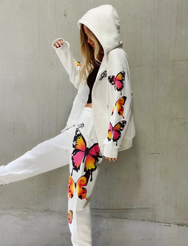 Komplet od 2 komada Sportsko odijelo za žene, Hoodies s patentnim zatvaračem, Kaputi, Hlače, Jesen Zima Ulična Ženska odjeća