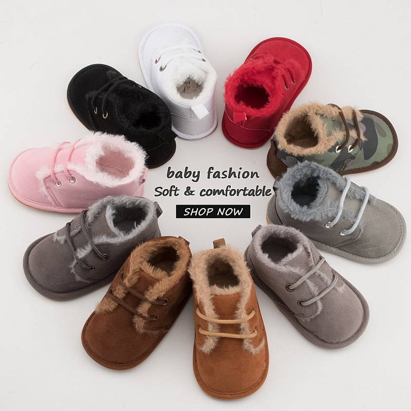 Νέα Snow Baby Booties Παπούτσια Boy Boy Girl Παπούτσια Κούνιας Χειμώνας Ζεστή Βαμβακερή Αντιολισθητική Σόλα Νεογέννητα νήπια First Walkers Παπούτσια