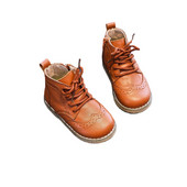 Proljeće Jesen Kožne cipele za djevojčice Modne dječje gležnjače Jednobojne tenisice za dječake Crno smeđe SMG136