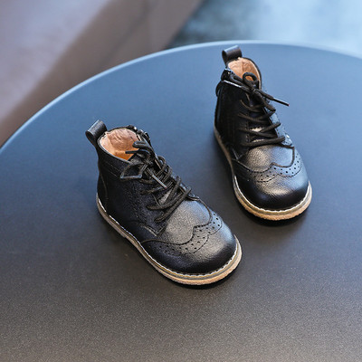 Proljeće Jesen Kožne cipele za djevojčice Modne dječje gležnjače Jednobojne tenisice za dječake Crno smeđe SMG136