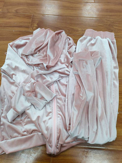 Ženska trenirka od baršuna, 2 komada, vintage kardigan sa šeširom i dugim ležernim hlačama, modna retro ženska trenirka