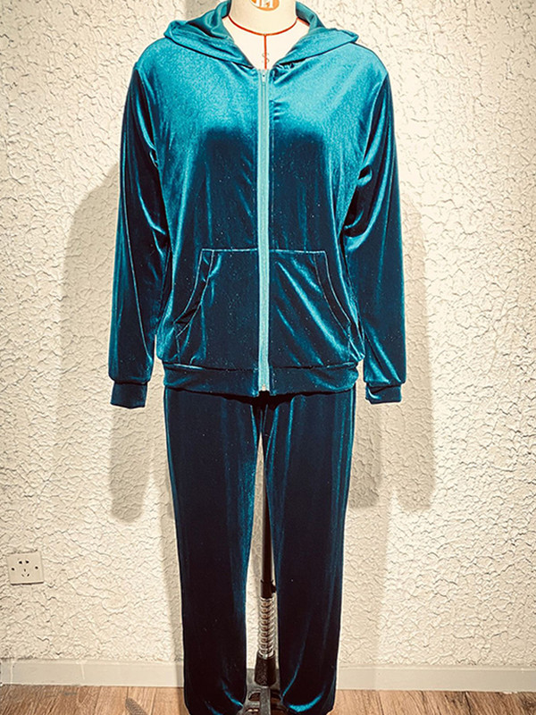 Ženska trenirka od baršuna, 2 komada, vintage kardigan sa šeširom i dugim ležernim hlačama, modna retro ženska trenirka