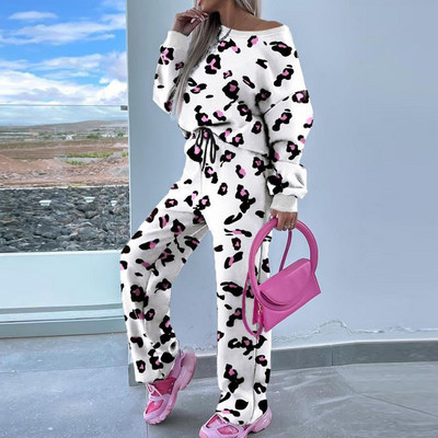 Set de două piese de toamnă iarnă pentru femei Set de hanorac și pantaloni pentru femei cu imprimeu nou 2023 Set asortat de pantaloni de trening casual