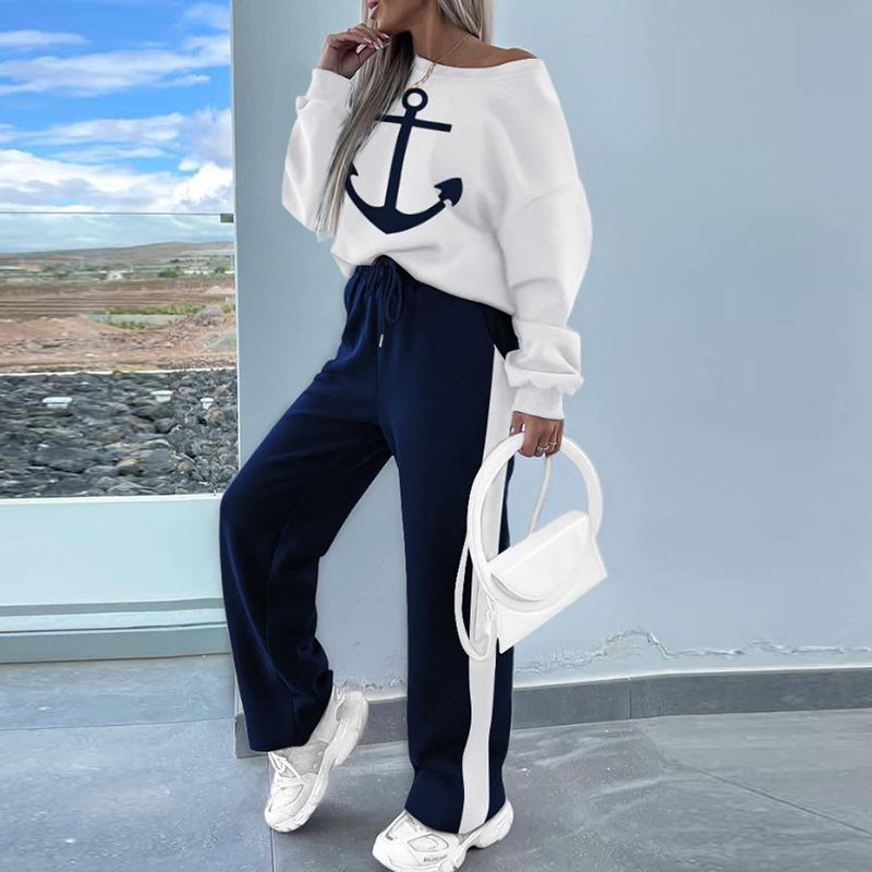 Set de două piese de toamnă iarnă pentru femei Set de hanorac și pantaloni pentru femei cu imprimeu nou 2023 Set asortat de pantaloni de trening casual