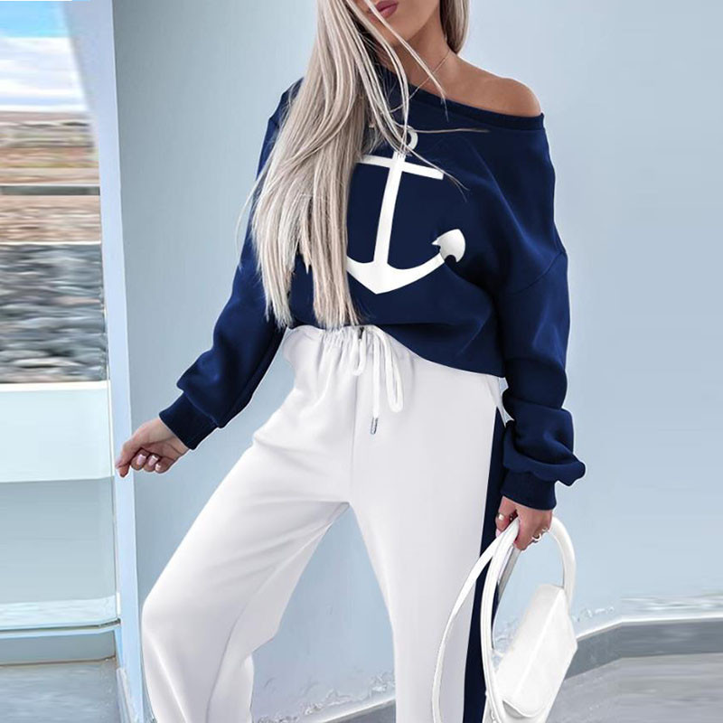 Set de două piese de toamnă iarnă pentru femei Set de hanorac și pantaloni pentru femei cu imprimeu nou 2023 Set asortat de pantaloni de trening casual