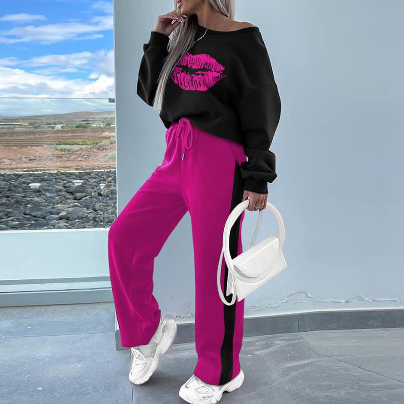 Set de două piese de toamnă iarnă pentru femei Set de hanorac și pantaloni pentru femei cu imprimeu nou 2023 Set asortat de pantaloni de trening casual