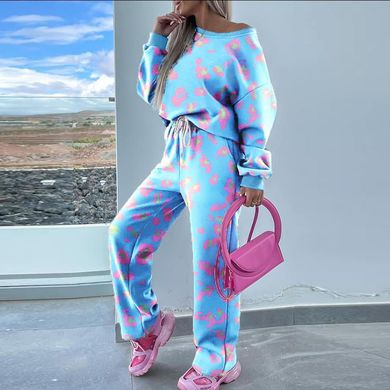 Set de două piese de toamnă iarnă pentru femei Set de hanorac și pantaloni pentru femei cu imprimeu nou 2023 Set asortat de pantaloni de trening casual