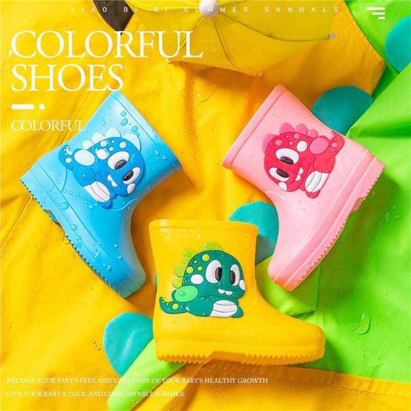 Blotona 3 farby Detské dievčenské chlapčenské gumáky s krásnym kresleným dinosaurom a zvieracím vzorom, nepremokavé gumáky pre deti