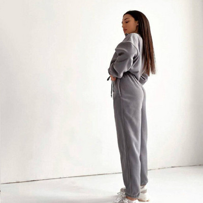 Jesen 2023. Dvodijelni komplet zima Novi ženski modni kompleti s kapuljačom za sport i slobodno vrijeme s kapuljačom, labavi kompleti s patentnim zatvaračem i ovratnikom s kapuljačom