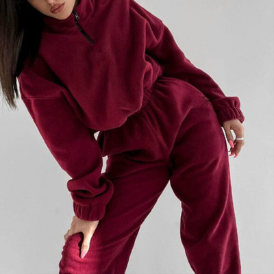 Jesen 2023. Dvodijelni komplet zima Novi ženski modni kompleti s kapuljačom za sport i slobodno vrijeme s kapuljačom, labavi kompleti s patentnim zatvaračem i ovratnikom s kapuljačom