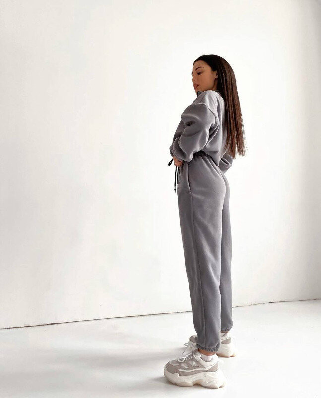 Jesen 2023. Dvodijelni komplet zima Novi ženski modni kompleti s kapuljačom za sport i slobodno vrijeme s kapuljačom, labavi kompleti s patentnim zatvaračem i ovratnikom s kapuljačom