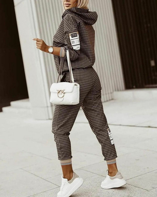 Módne ležérne nohavice s vreckami a zipsom, dámske obleky, dvojdielne súpravy, dámske outfity s dlhým rukávom, dvojdielna súprava s mikinou