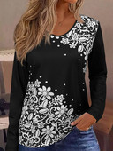 2023 Kvetinová čipkovaná grafická blúzka s dlhým rukávom Dámske oblečenie Elegantné ženské voľné módne ležérne topy s dlhým rukávom Nové vrchné oblečenie