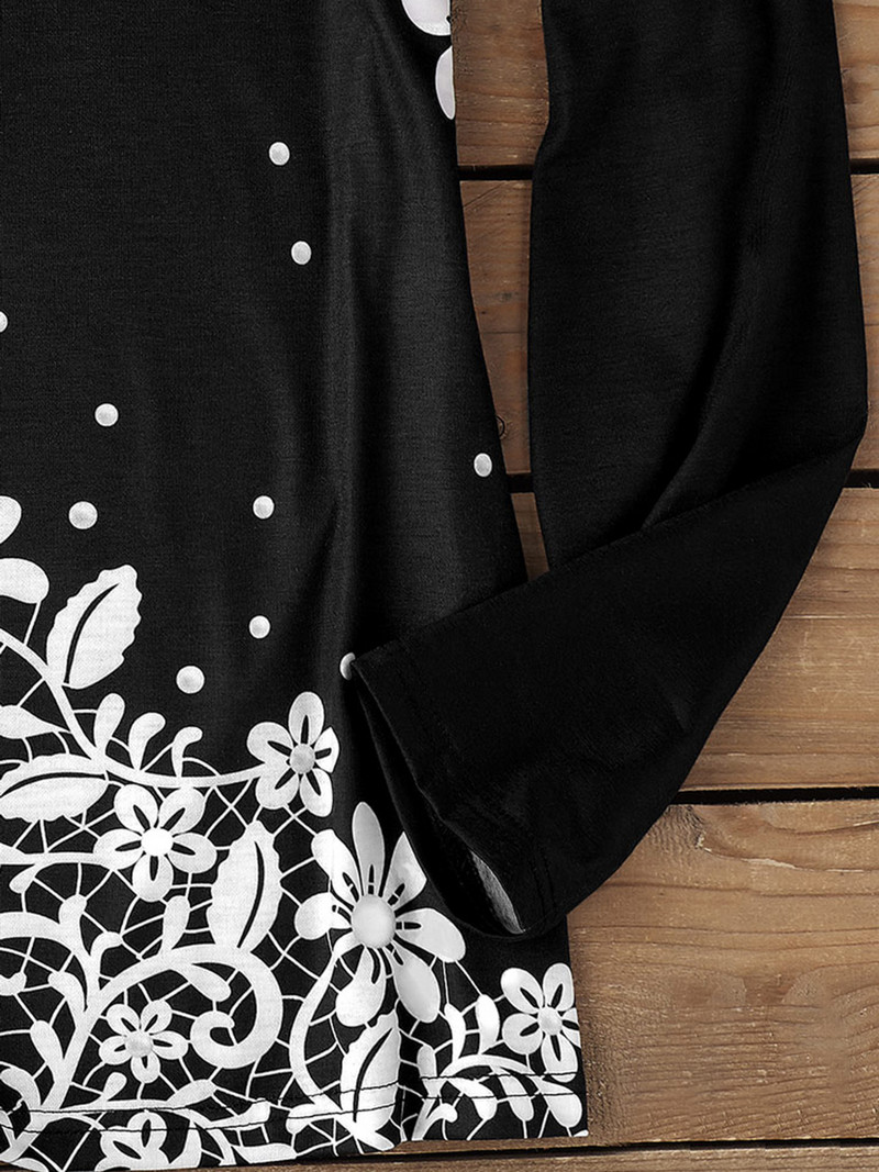 2023 Kvetinová čipkovaná grafická blúzka s dlhým rukávom Dámske oblečenie Elegantné ženské voľné módne ležérne topy s dlhým rukávom Nové vrchné oblečenie