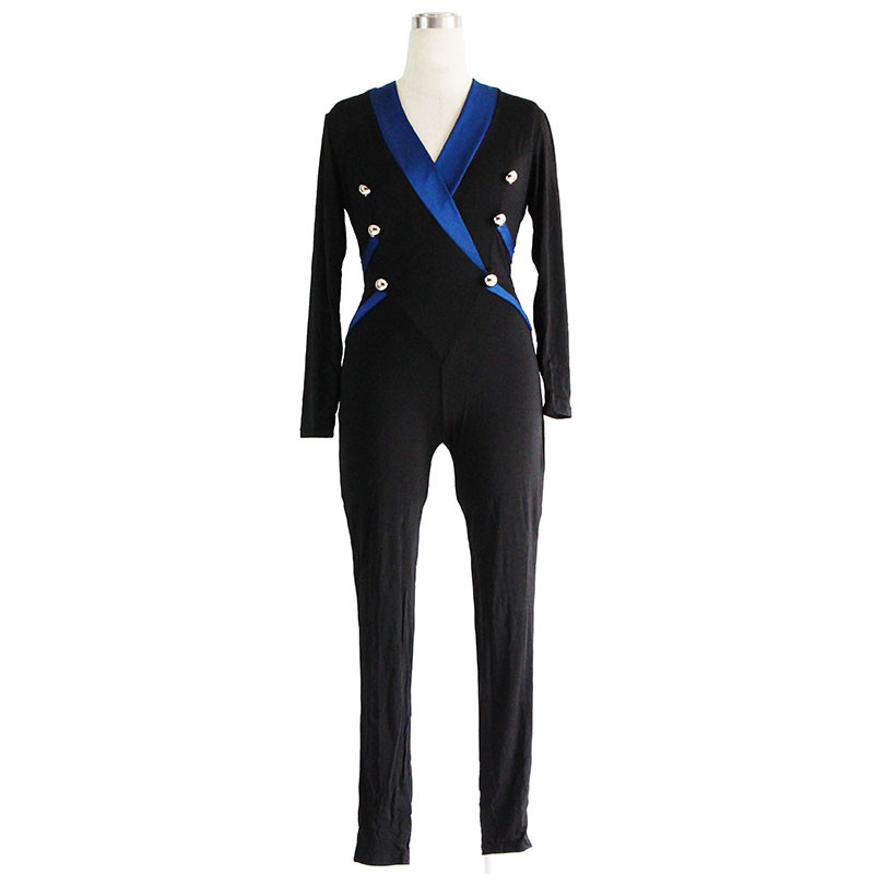 Novi modni pamučni kombinezon dugih rukava s dugmadima, seksi bandažni kombinezon za slavne osobe Klubski uski kombinezon uz tijelo Kombinezoni za igru