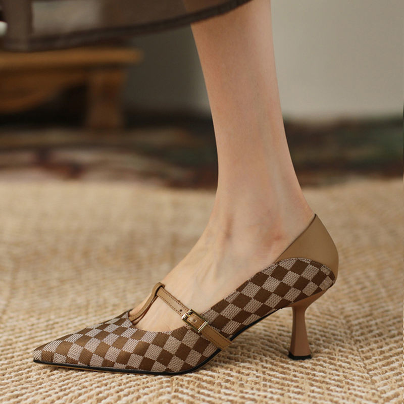 Încălțăminte de vară pentru femei Pantofi negri cu toc înalt pentru femei 2023 Stilito cu pantofi cu toc Formal vârf ascuțit Calitate primăvară Ultima E