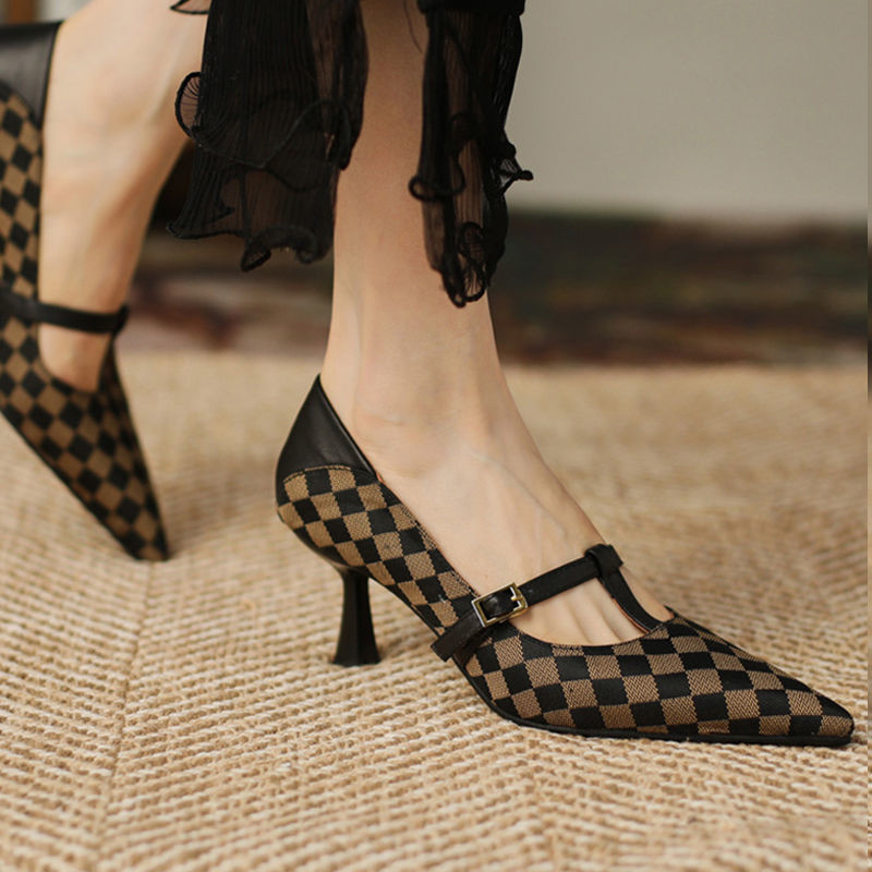 Încălțăminte de vară pentru femei Pantofi negri cu toc înalt pentru femei 2023 Stilito cu pantofi cu toc Formal vârf ascuțit Calitate primăvară Ultima E