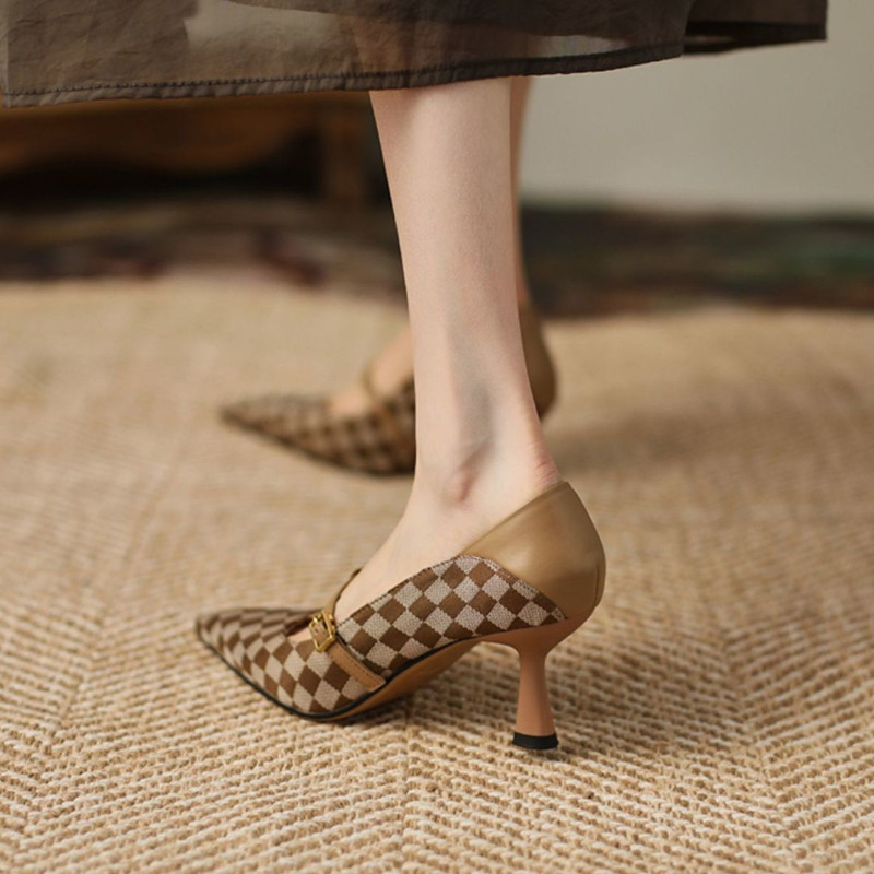 Încălțăminte de vară pentru femei Pantofi negri cu toc înalt pentru femei 2023 Stilito cu pantofi cu toc Formal vârf ascuțit Calitate primăvară Ultima E