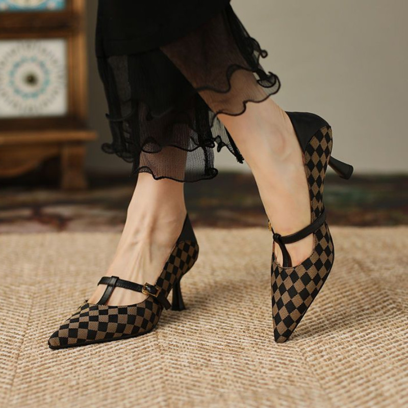 Încălțăminte de vară pentru femei Pantofi negri cu toc înalt pentru femei 2023 Stilito cu pantofi cu toc Formal vârf ascuțit Calitate primăvară Ultima E