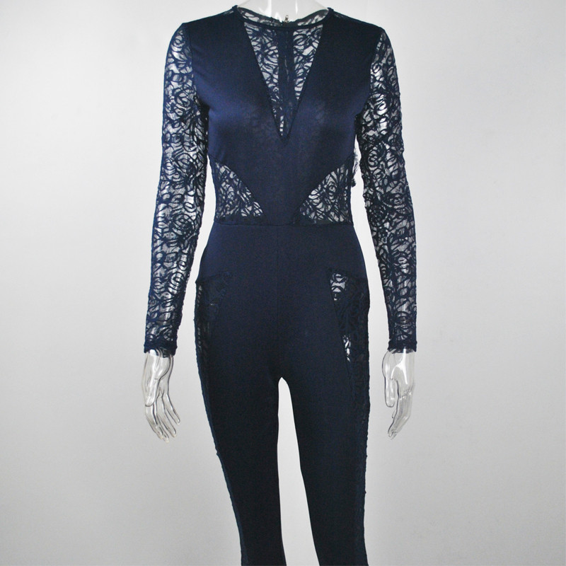 Μοντέρνα σέξι O λαιμόκοψη καλοκαιρινές γυναικείες ολόσωμες φόρμες Γυναικεία δαντέλα μακρυμάνικο κορμάκι Σέξι φόρμες προοπτικής